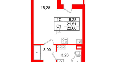 Студия, 21&nbsp;м²