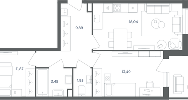 3-к. квартира, 58 м²