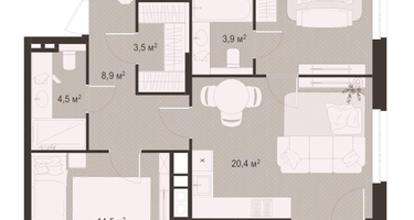 2-к. квартира, 78&nbsp;м²