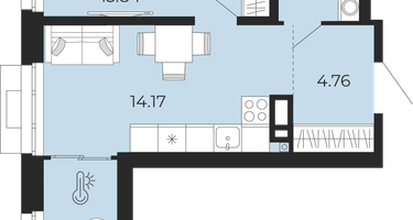 1-к. квартира, 43&nbsp;м²