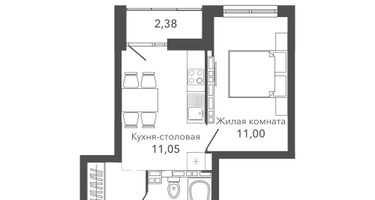 1-к. квартира, 33&nbsp;м²