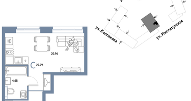 Студия, 29 м²