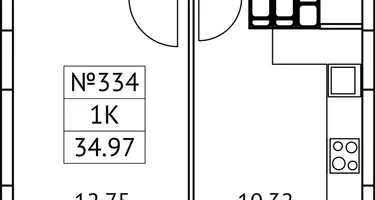1-к. квартира, 34&nbsp;м²