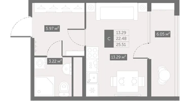 Студия, 25&nbsp;м²