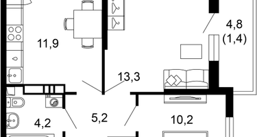 2-к. квартира, 47&nbsp;м²