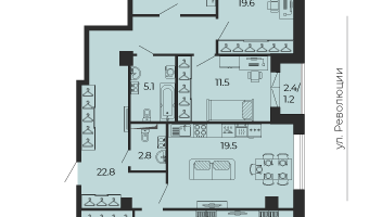 4-к. квартира, 129&nbsp;м²