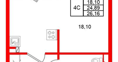 Студия, 24&nbsp;м²