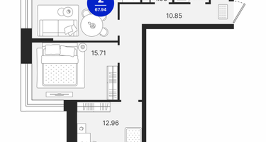 2-к. квартира, 67 м²