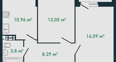 2-к. квартира, 53&nbsp;м²