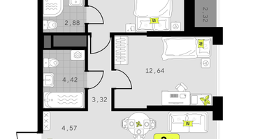 2-к. квартира, 61&nbsp;м²