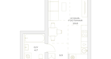 Студия, 27&nbsp;м²