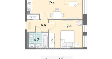 Студия, 40 м²