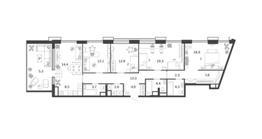 5-к. квартира, 134&nbsp;м²