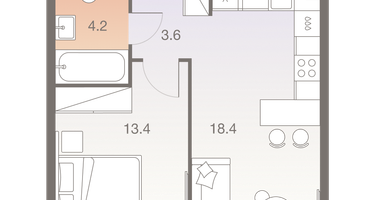 2-к. квартира, 39&nbsp;м²