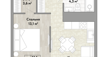 1-к. квартира, 39&nbsp;м²