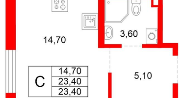 Студия, 23&nbsp;м²