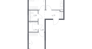 2-к. квартира, 57&nbsp;м²