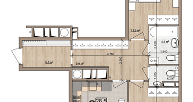 2-к. квартира, 69&nbsp;м²