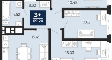 3-к. квартира, 67 м²