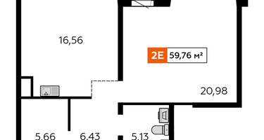 1-к. квартира, 59&nbsp;м²