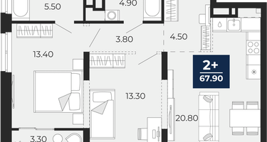 2-к. квартира, 66&nbsp;м²
