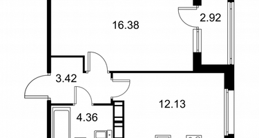 1-к. квартира, 37&nbsp;м²