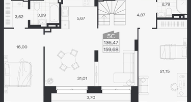 5-к. квартира, 159&nbsp;м²