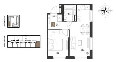 1-к. квартира, 36&nbsp;м²