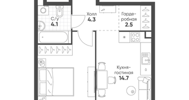 1-к. квартира, 39 м²