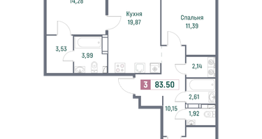 Студия, 83&nbsp;м²