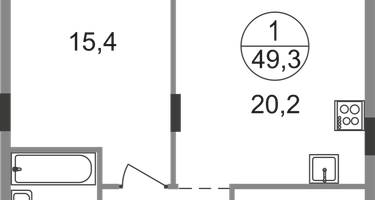 1-к. квартира, 49&nbsp;м²
