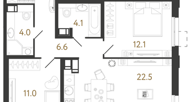 2-к. квартира, 64&nbsp;м²
