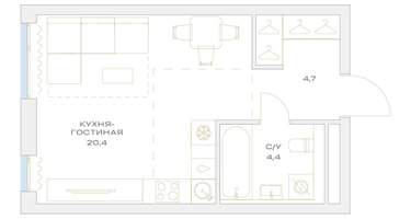 Студия, 29 м²