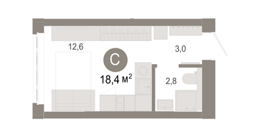 Студия, 18 м²