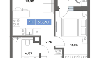 1-к. квартира, 35&nbsp;м²