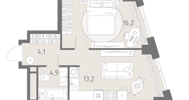 2-к. квартира, 38 м²