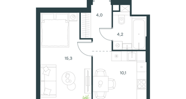 1-к. квартира, 33 м²