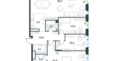 4-к. квартира, 122 м²