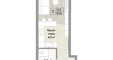 Студия, 27 м²
