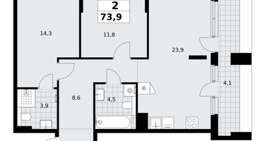 2-к. квартира, 73&nbsp;м²