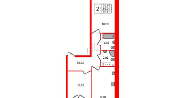 2-к. квартира, 71&nbsp;м²