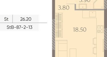 Студия, 26 м²