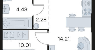 1-к. квартира, 37 м²
