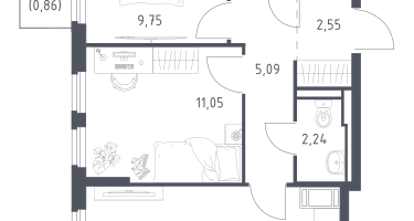 2-к. квартира, 51&nbsp;м²