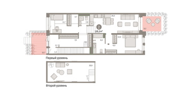 2-к. квартира, 135 м²