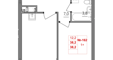 1-к. квартира, 38 м²