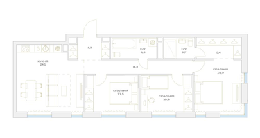 4-к. квартира, 88&nbsp;м²