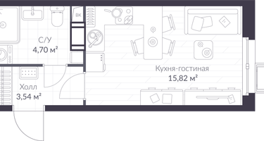 Студия, 24&nbsp;м²