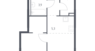 Студия, 38&nbsp;м²
