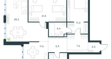 3-к. квартира, 103 м²